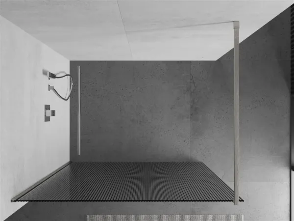 MEXEN/S - Kioto Sprchová zástena WALK-IN 110 x 200, prúžky 8 mm, nikel kartáčovaný 800-110-101-97-09