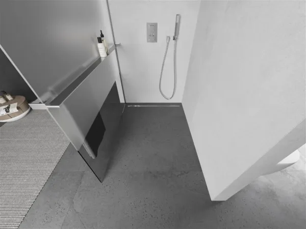 MEXEN/S - Kioto+ L Sprchová zástena WALK-IN s poličkou a držiakom uterákov 70 x 200, transparent/dekor, chróm 800-070-123-01-35