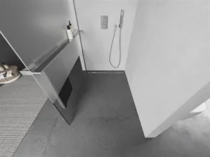 MEXEN/S - Kioto+ L Sprchová zástena WALK-IN s poličkou a držiakom uterákov 70 x 200, transparent/dekor, chróm 800-070-123-01-35