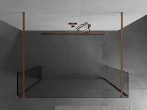 MEXEN/S - Kioto Sprchová zástena WALK-IN voľne stojaca 105 x 30 x 30, transparent, meď kartáčovaná 800-105-030-222-65-00-030