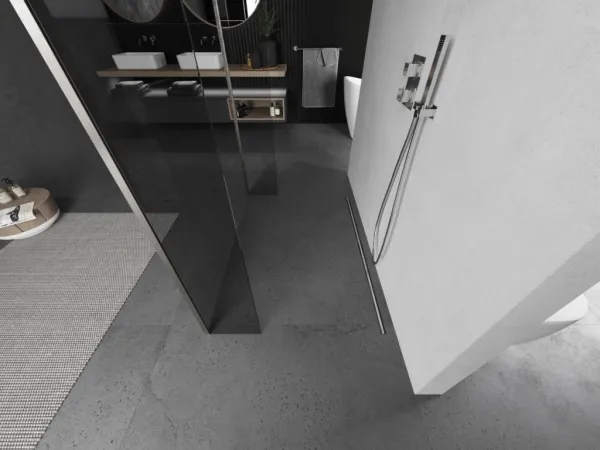 MEXEN/S - Kioto Sprchová zástena WALK-IN voľne stojaca 100 x 30 x 30, transparent, nikel kartáčovaná 800-100-030-222-97-00-030