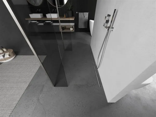 MEXEN/S - Kioto Sprchová zástena WALK-IN voľne stojaca 90 x 30 x 30, transparent, nikel kartáčovaná 800-090-030-222-97-00-030