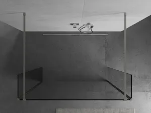 MEXEN/S - Kioto Sprchová zástena WALK-IN voľne stojaca 90 x 30 x 30, transparent, nikel kartáčovaná 800-090-030-222-97-00-030