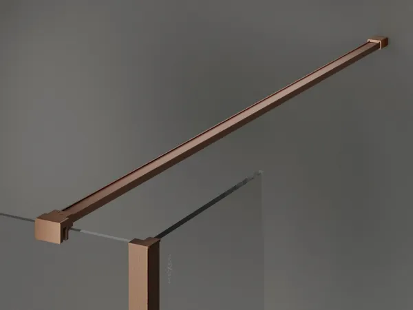 MEXEN/S - Kioto Sprchová zástena WALK-IN voľne stojaca 110 x 30 x 30, čierny vzor, meď kartáčovaná 800-110-030-222-65-70-030