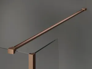 MEXEN/S - Kioto Sprchová zástena WALK-IN voľne stojaca 110 x 30 x 30, čierny vzor, meď kartáčovaná 800-110-030-222-65-70-030