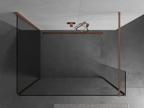 MEXEN/S - Kioto Sprchová zástena WALK-IN 100 x 85 x 40, transparent, meď kartáčovaná 800-100-085-221-65-00-040