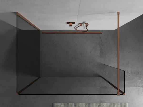 MEXEN/S - Kioto Sprchová zástena WALK-IN 100 x 85 x 30, transparent, meď kartáčovaná 800-100-085-221-65-00-030