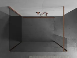 MEXEN/S - Kioto Sprchová zástena WALK-IN 100 x 85 x 30, transparent, meď kartáčovaná 800-100-085-221-65-00-030