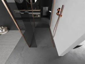 MEXEN/S - Kioto Sprchová zástena WALK-IN 100 x 70 x 40, transparent, meď kartáčovaná 800-100-070-221-65-00-040