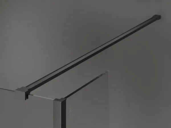 MEXEN/S - Kioto Sprchová zástena WALK-IN voľne stojaca 120 x 30 x 30, čierny vzor, grafit kartáčovaná 800-120-030-222-66-70-030