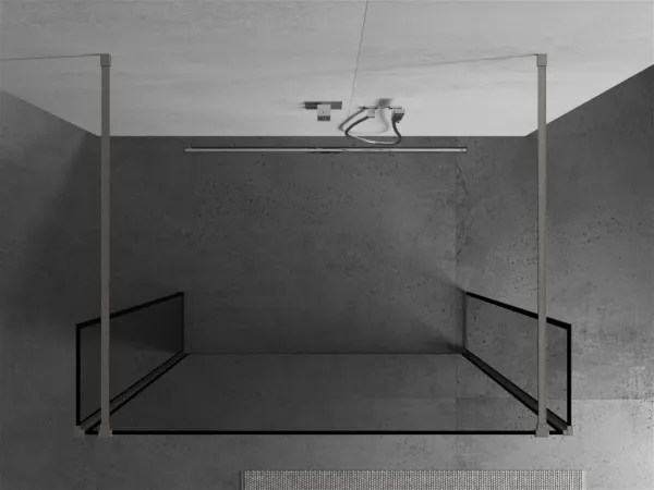 MEXEN/S - Kioto Sprchová zástena WALK-IN voľne stojaca 110 x 30 x 30, čierny vzor, nikel kartáčovaná 800-110-030-222-97-70-030