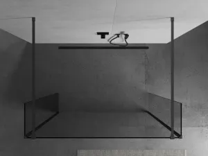 MEXEN/S - Kioto Sprchová zástena WALK-IN voľne stojaca 115 x 30 x 30, transparent, grafit kartáčovaná 800-115-030-222-66-00-030