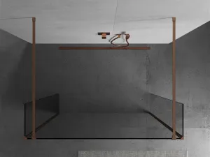 MEXEN/S - Kioto Sprchová zástena WALK-IN voľne stojaca 100 x 30 x 30, transparent, meď kartáčovaná 800-100-030-222-65-00-030