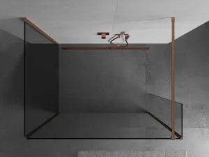 MEXEN/S - Kioto Sprchová zástena WALK-IN 95 x 90 x 30, transparent, meď kartáčovaná 800-095-090-221-65-00-030