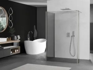 MEXEN/S - Kioto Sprchová zástena WALK-IN 90 x 70 x 40, transparent, nikel kefovaná 800-090-070-221-97-00-040