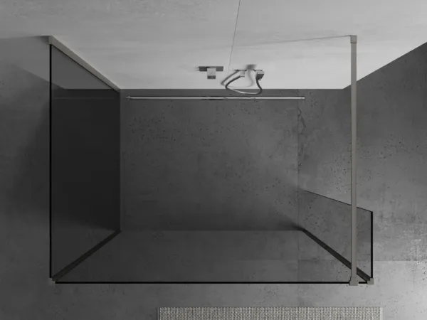 MEXEN/S - Kioto Sprchová zástena WALK-IN 90 x 85 x 30, transparent, nikel kefovaná 800-090-085-221-97-00-030
