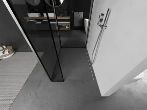 MEXEN/S - Kioto Sprchová zástena WALK-IN 120 x 70 x 30, čierny vzor, nikel kefovaná 800-120-070-221-97-70-030