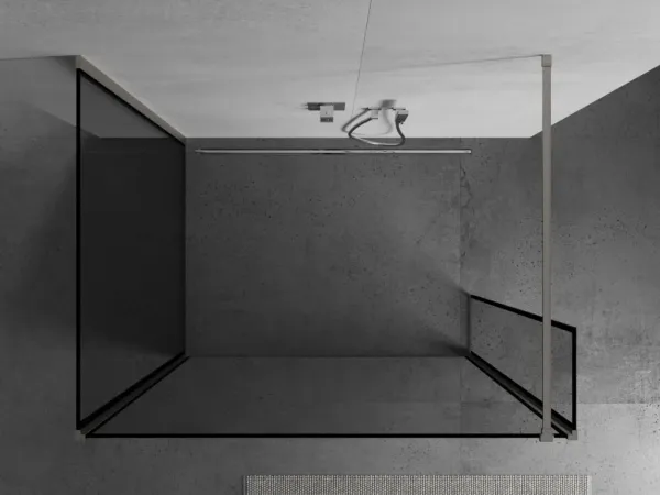 MEXEN/S - Kioto Sprchová zástena WALK-IN 100 x 80 x 30, čierny vzor, nikel kefovaná 800-100-080-221-97-70-030