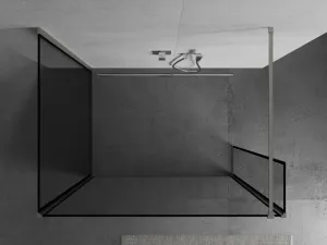 MEXEN/S - Kioto Sprchová zástena WALK-IN 100 x 80 x 30, čierny vzor, nikel kefovaná 800-100-080-221-97-70-030
