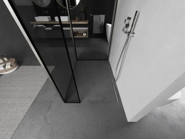 MEXEN/S - Kioto Sprchová zástena WALK-IN 90 x 90 x 30, čierny vzor, nikel kefovaná 800-090-090-221-97-70-030