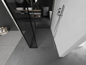 MEXEN/S - Kioto Sprchová zástena WALK-IN 90 x 90 x 30, čierny vzor, nikel kefovaná 800-090-090-221-97-70-030