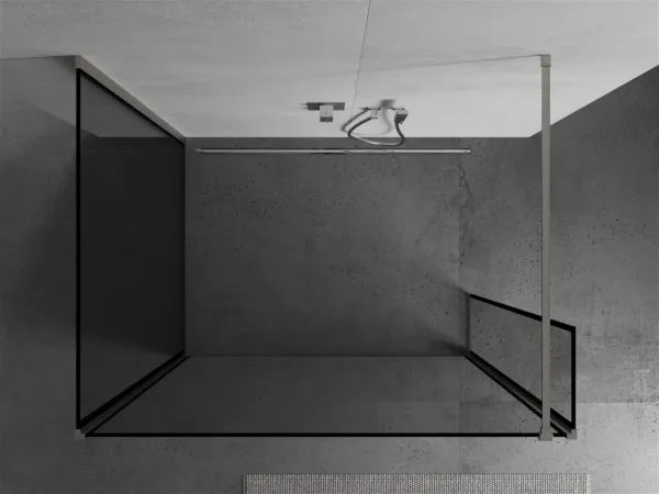 MEXEN/S - Kioto Sprchová zástena WALK-IN 120 x 100 x 30, čierny vzor, nikel kefovaná 800-120-100-221-97-70-030