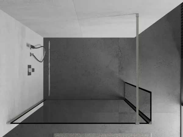 MEXEN/S - Kioto Sprchová zástena WALK-IN 120 x 40, čierny vzor, nikel kefovaná 800-120-212-97-70-040