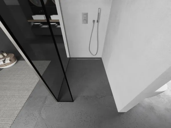 MEXEN/S - Kioto Sprchová zástena WALK-IN 120 x 40, čierny vzor, nikel kefovaná 800-120-212-97-70-040