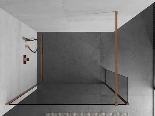 MEXEN/S - Kioto Sprchová zástena WALK-IN 95 x 30, transparent, meď kartáčovaná 800-095-212-65-00-030