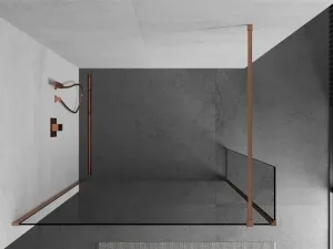 MEXEN/S - Kioto Sprchová zástena WALK-IN 95 x 30, transparent, meď kartáčovaná 800-095-212-65-00-030