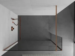 MEXEN/S - Kioto Sprchová zástena WALK-IN 115 x 30, transparent, meď kartáčovaná 800-115-212-65-00-030