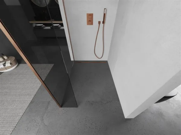 MEXEN/S - Kioto Sprchová zástena WALK-IN 90 x 40, transparent, meď kartáčovaná 800-090-212-65-00-040
