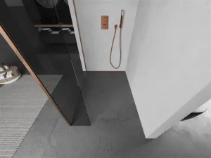 MEXEN/S - Kioto Sprchová zástena WALK-IN 90 x 40, transparent, meď kartáčovaná 800-090-212-65-00-040