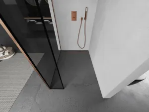MEXEN/S - Kioto Sprchová zástena WALK-IN 110 x 30, čierny vzor, meď kartáčovaná 800-110-212-65-70-030