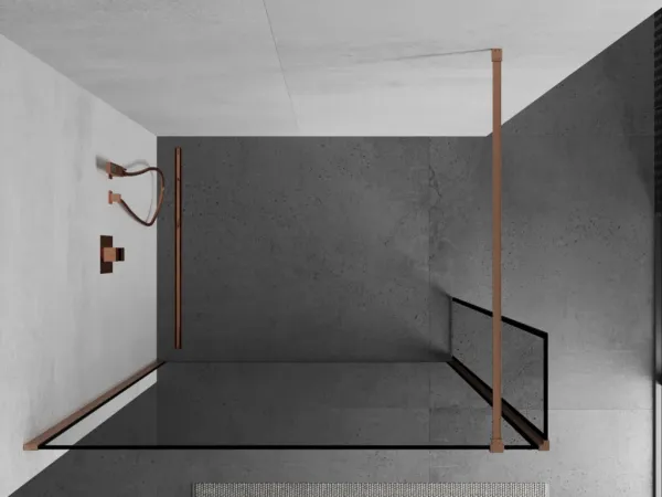MEXEN/S - Kioto Sprchová zástena WALK-IN 110 x 30, čierny vzor, meď kartáčovaná 800-110-212-65-70-030