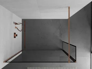 MEXEN/S - Kioto Sprchová zástena WALK-IN 110 x 30, čierny vzor, meď kartáčovaná 800-110-212-65-70-030