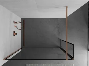 MEXEN/S - Kioto Sprchová zástena WALK-IN 90 x 40, čierny vzor, meď kartáčovaná 800-090-212-65-70-040