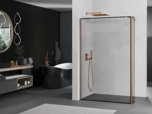 MEXEN/S - Kioto Sprchová zástena WALK-IN 110 x 40, čierny vzor, meď kartáčovaná 800-110-212-65-70-040