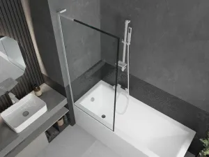 MEXEN/S - Next L vaňová zástena FIX 80 x 150, čierna vzor, biela 895-080-000-03-70-20