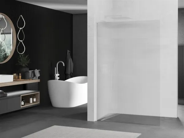 MEXEN/S - Kioto L Sprchová zástena WALK-IN 70 x 200, prúžky, biela 800-070-103-20-09