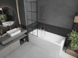 MEXEN/S - Next L vaňová zástena FIX 60 x 150, čierna vzor, chróm 895-060-000-03-77-01