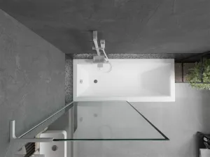 MEXEN/S - Next L vaňová zástena FIX 90 x 150, čierna vzor, biela 895-090-000-03-70-20