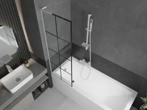 MEXEN/S - Next L vaňová zástena FIX 60 x 150, čierna vzor, biela 895-060-000-03-77-20