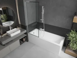 MEXEN/S - Next L vaňová zástena FIX 70 x 150, čierna vzor, biela 895-070-000-03-70-20