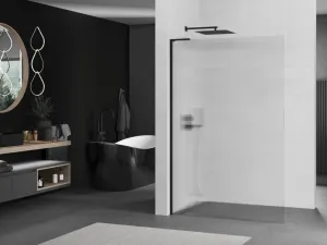 MEXEN/S - Kioto L Sprchová zástena WALK-IN 90 x 200, prúžky, čierna 800-090-103-70-09