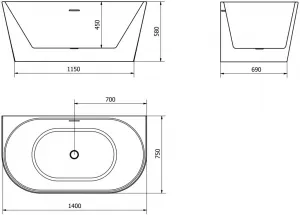 Mexen Oval, 140 x 75 cm 52671407575-01