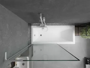 MEXEN/S - Next L vaňová zástena FIX 100 x 150, čierna vzor, biela 895-100-000-03-70-20
