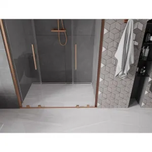 MEXEN/S - Velar Duo posuvné sprchové dvere 140, transparent, meď kartáčovaná 871-140-000-02-65