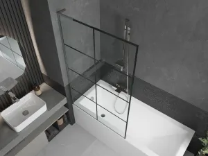 MEXEN/S - Next L vaňová zástena FIX 100 x 150, čierna vzor, chróm 895-100-000-03-77-01