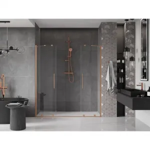 MEXEN/S - Velar Duo posuvné sprchové dvere 170, transparent, meď kartáčovaná 871-170-000-02-65